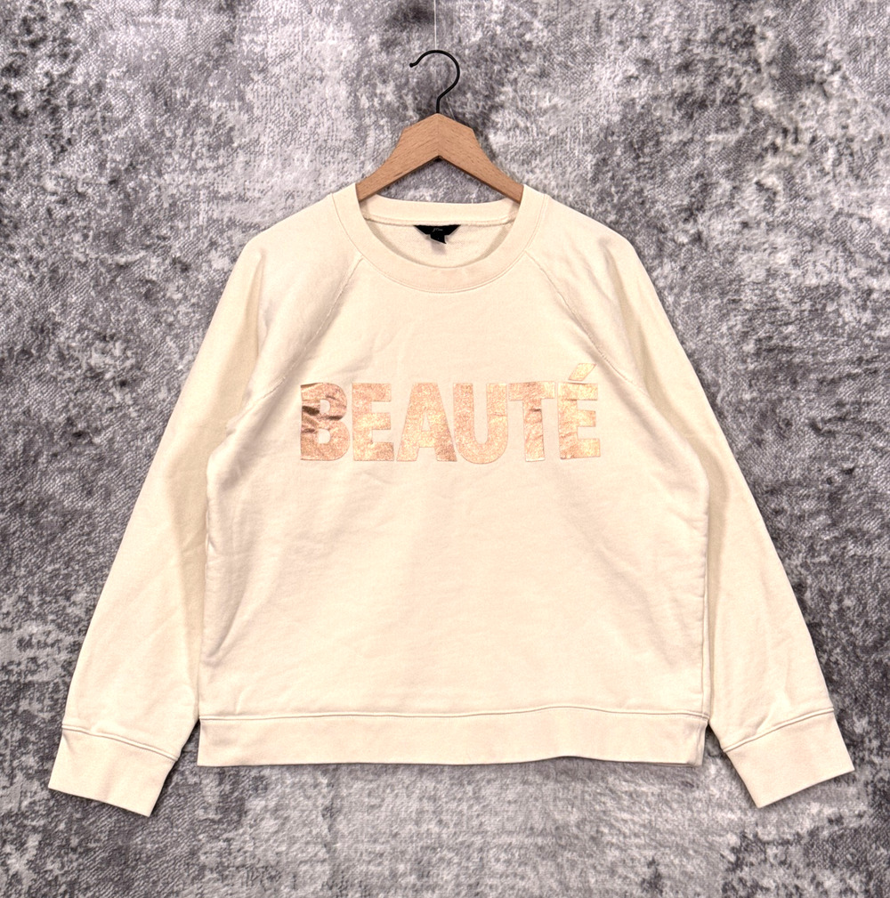 J Crew Sweater XL Womens Beaute Pink Glitter Terry Boxy Pullover Sweatshirt